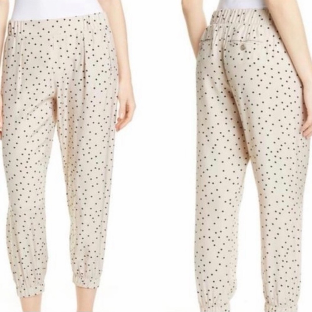 ATM Anthony Thomas Melillo Beige Joggers with Black Dot Print